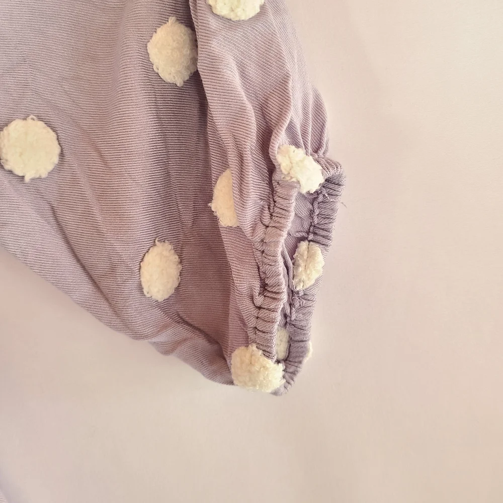 CATO Boho Dusty Lavender Hue Tiered Mini Dress with White Pom-Poms - Size L